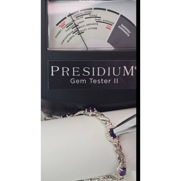 ROSS SIMONS 925 Sterling Silver Amethyst & White Topaz Gems Tennis Bracelet - Picture 5 of 5